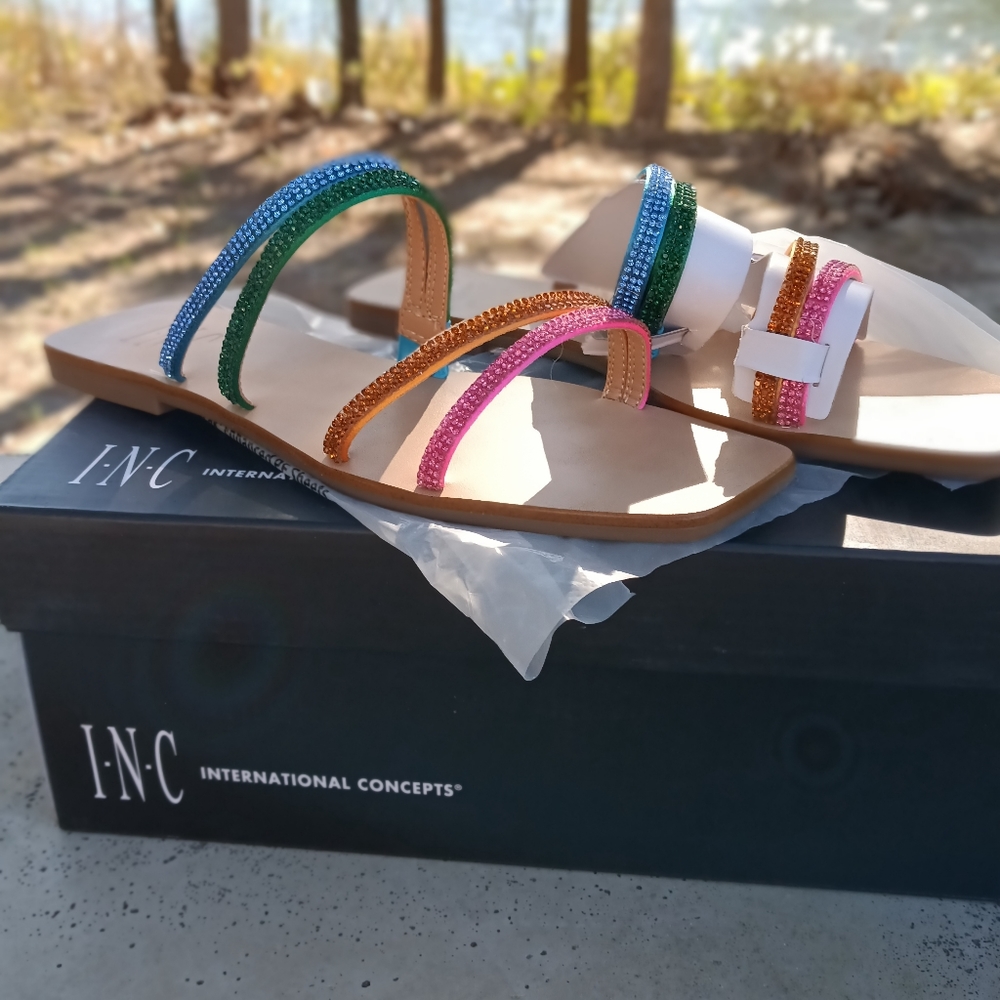 🌼3/$40 I.N.C. Sandals with Multi Rainbow Crystals (Fits me- I'm a Sz. 7)